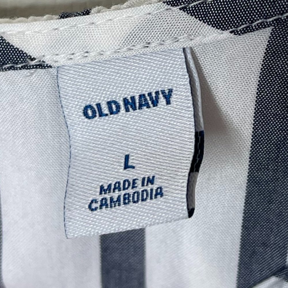 OLD NAVY | Blue and White Striped Ruffle Off Shoulder Top | Size L - Picture 5 of 7